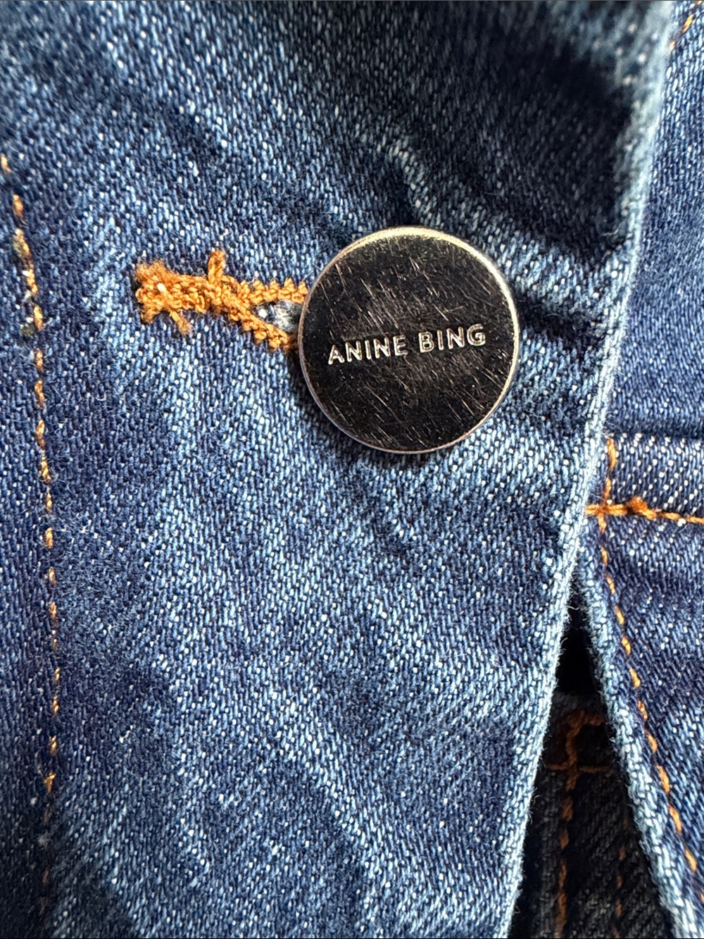 Anine Bing sz S 100% Cotton Denim Chore Barn ALDEN Jean Jacket silver hardware - Picture 4 of 12